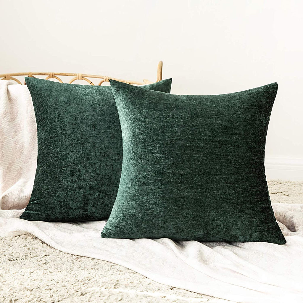 MIULEE Giveaway Chenille Throw Pillow Covers Decorative Pillowcase Soft Solid Cushion Case for Couch Sofa Bedroom 2 Pack