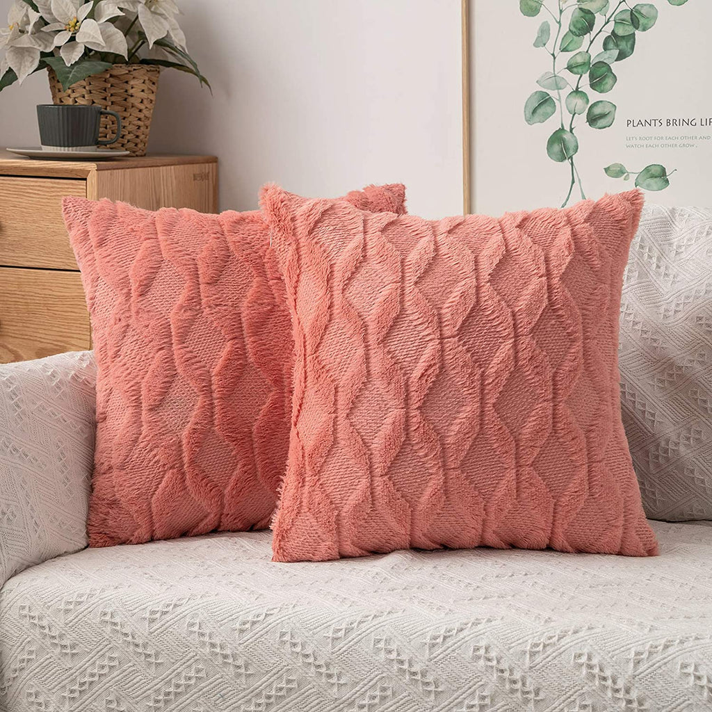 MIULEE Embroidered Faux Wool Throw Pillow Covers Decorative Pillowcase Cushion Case for Couch Sofa 2 Pack