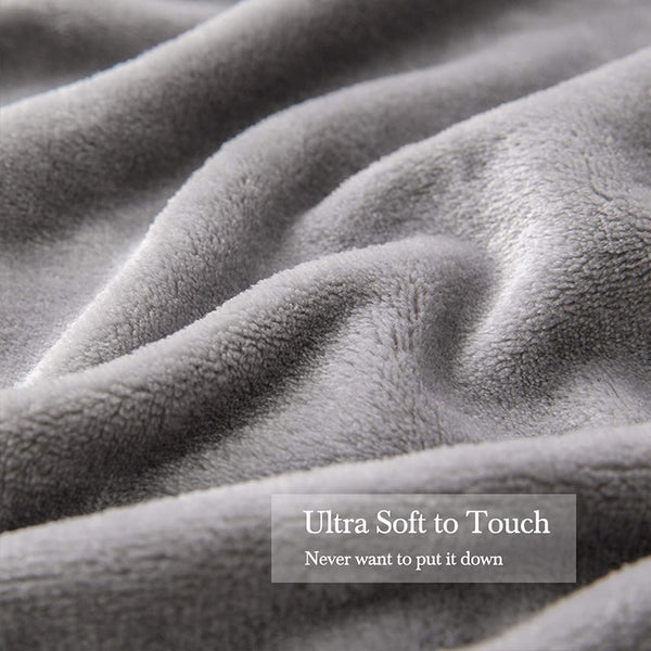 MIULEE Grey Throw Size Flannel Fleece Velvet Plush Bed Blanket 1 Pack.