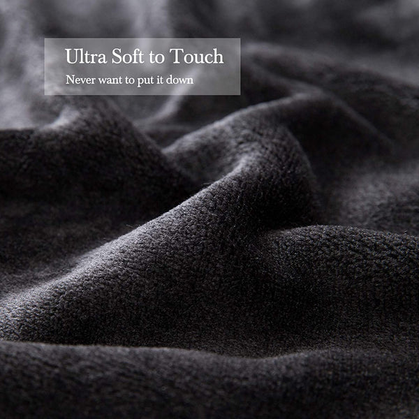 MIULEE Black Throw Size Flannel Fleece Velvet Plush Bed Blanket 1 Pack.