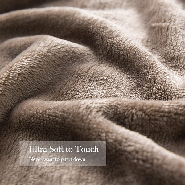 MIULEE Brown Throw Size Flannel Fleece Velvet Plush Bed Blanket 1 Pack.