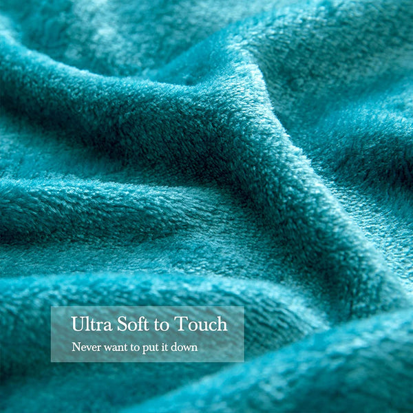 MIULEE Turquoise Throw Size Flannel Fleece Velvet Plush Bed Blanket 1 Pack.