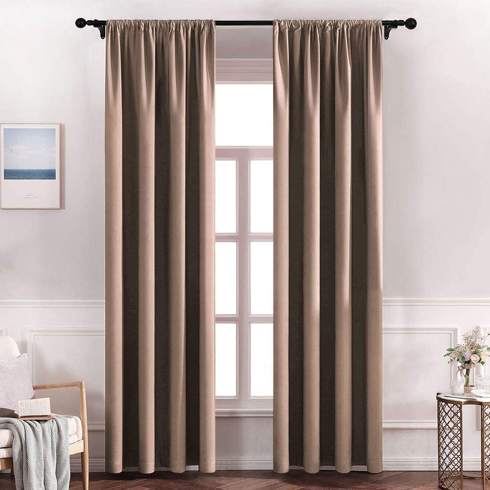 MIULEE 100% Blackout Curtains for Bedroom Darken Long Window Curtains 2 Panels