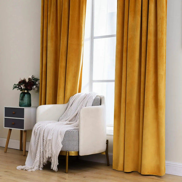 MIULEE Velvet Curtains Luxury Blackout Curtains for Bedroom Living Room Thermal Insulated Fall Decor Super Soft Rod Pocket & Back Tab 2 Panels