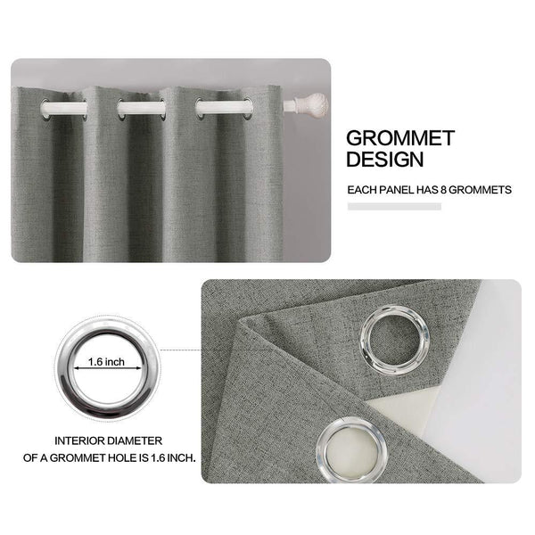 MIULEE Dark Grey 100% Blackout Thermal Insulated Curtains Grommet Darkening Curtains Draperies 2 Panels.