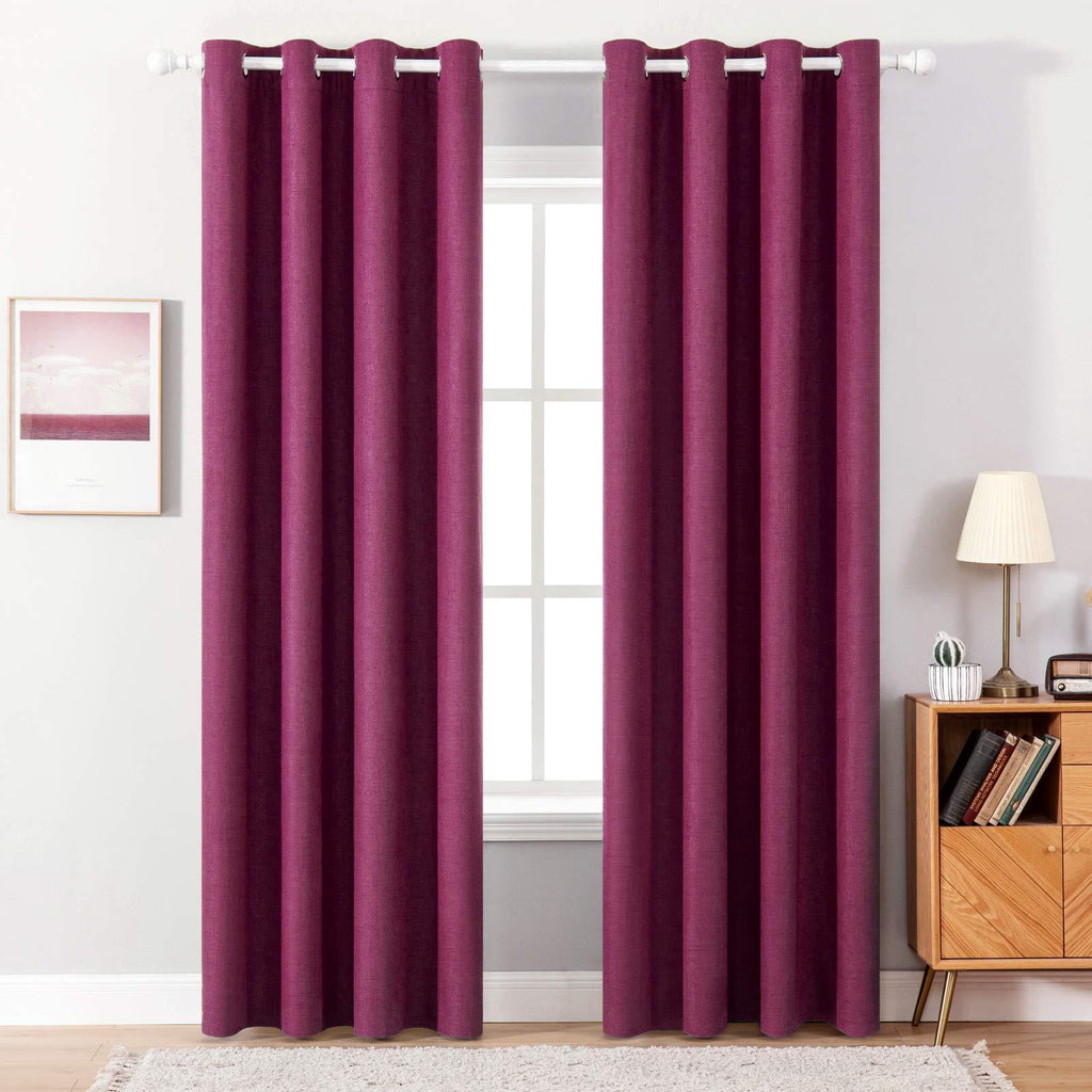 MIULEE Burgundy 100% Blackout Thermal Insulated Curtains Grommet Darkening Curtains Draperies 2 Panels.