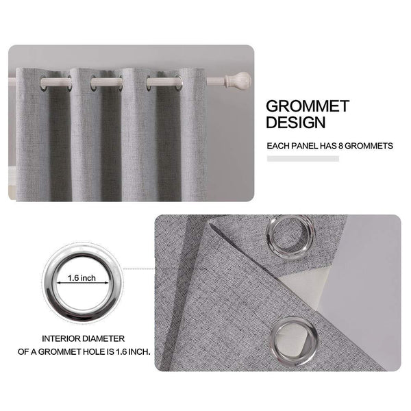 MIULEE Grey 100% Blackout Thermal Insulated Curtains Grommet Darkening Curtains Draperies 2 Panels.