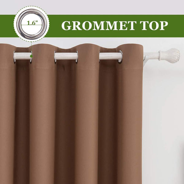 MIULEE Mocha Blackout Curtains Room Darkening Thermal Insulated Drapes 2 Panels.