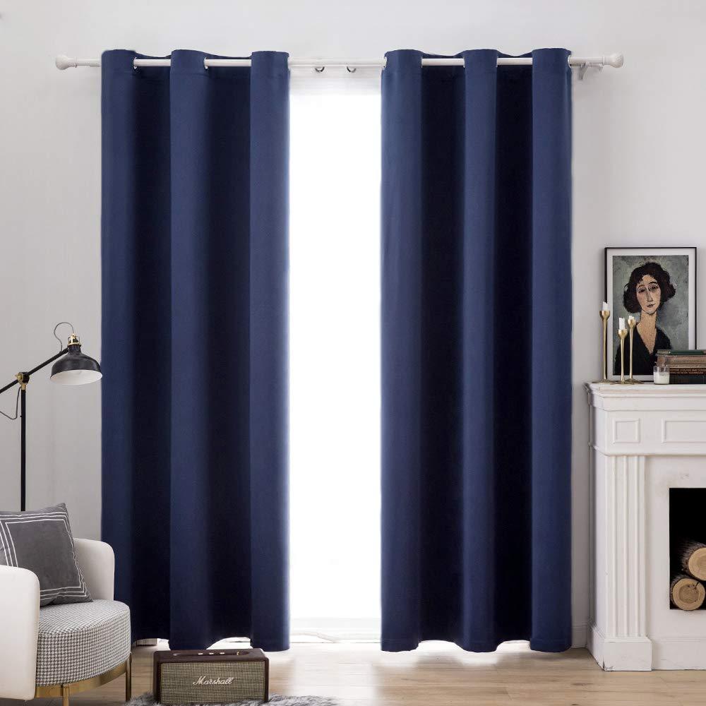 MIULEE Navy Blue Blackout Curtains Room Darkening Thermal Insulated Drapes Light Blocking Curtain 2 Panels.
