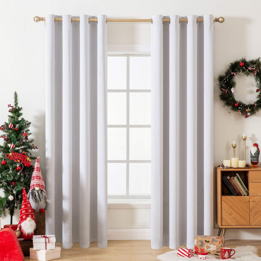 MIULEE Greyish White Blackout Curtains Room Darkening Thermal Insulated Drapes 2 Panels.