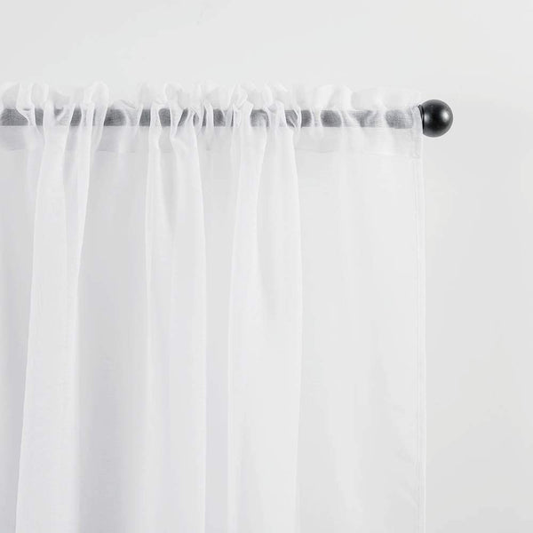 MIULEE White Solid Kitchen Sheer Valance Linen Look Window Curtain,Living Room Windows Voile Valance Rod Pocket 1 Panel