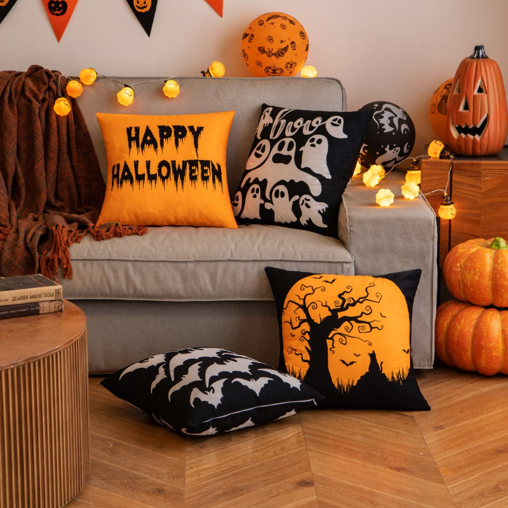 MIULEE Halloween Decor Pillow Covers Fall Decorative Pillows Farmhouse Throw Pillow Cases Pillowcases Ghost Spooky Vibe for Sofa 4 Pack