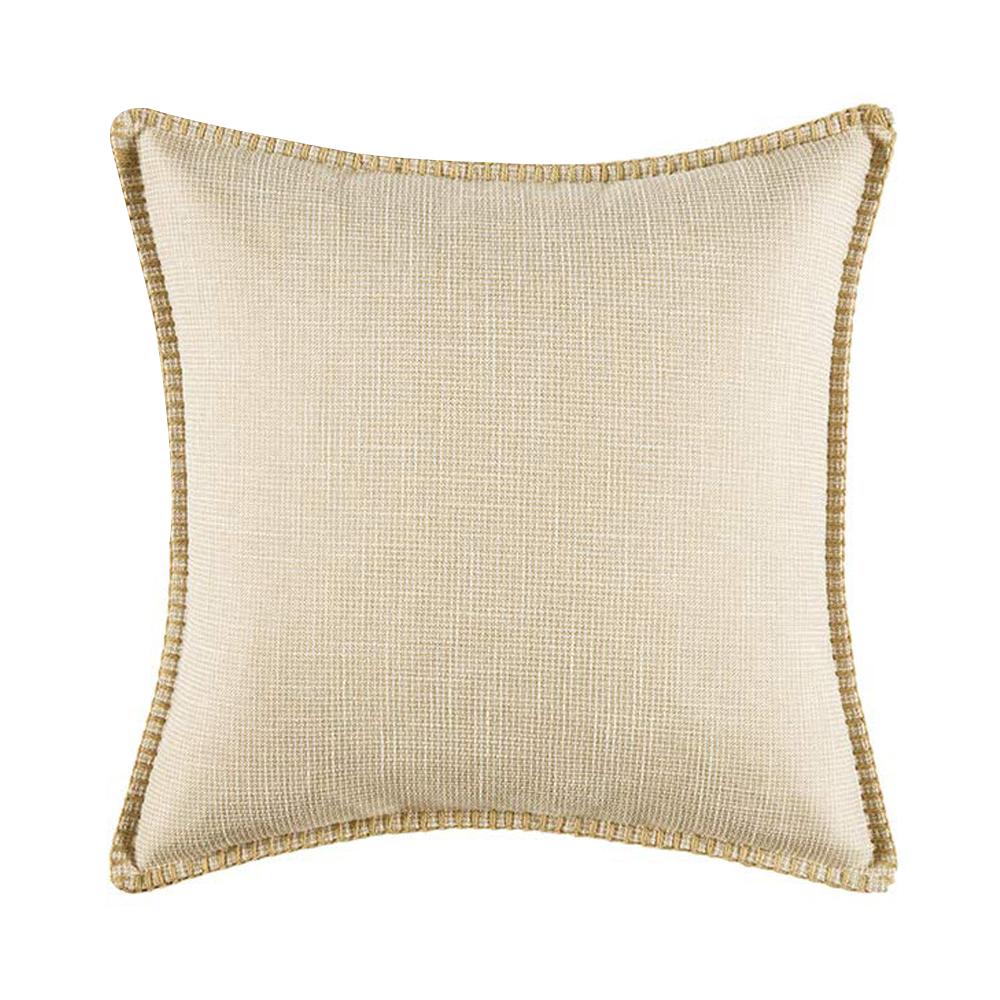 Miulee  Decorative Throw Pillow Covers Farmhouse Modern Trimmed Cord Linen Burlap Cushion Cases 2 Pack.